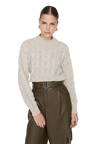 TRENDYOL Damen Regular Fit Basic Stehkragen Strickpullover Sweatshirt - Image 3