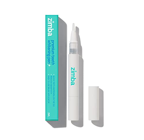 zimba travel teeth whitening pen - effective travel-friendly and easy to use gel whitening pen - stain remover and teeth whitener for coffee wine soda and other stains 1 pack