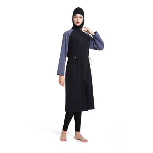 Maillot de bain deux pièces tunique longue et pantalon couvrant noir taille L