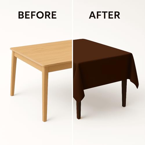 Image of Styleys Dining Table Cover Waterproof with for Kitchen Dining Table Cloth Dust and Oil Repellent (140x220, 1 Table Cover Only, Brown, CTSD17)