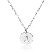 Three Keys Jewelry Stainless Steel Silver Tone Initial Alphabet 0.4" Disc Pendant Necklace 18" with 5cm Extension Trace Chain PD-S-A
