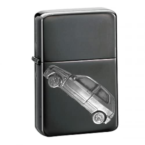 Briquet à essence rechargeable noir Clio 337 style étain rétro