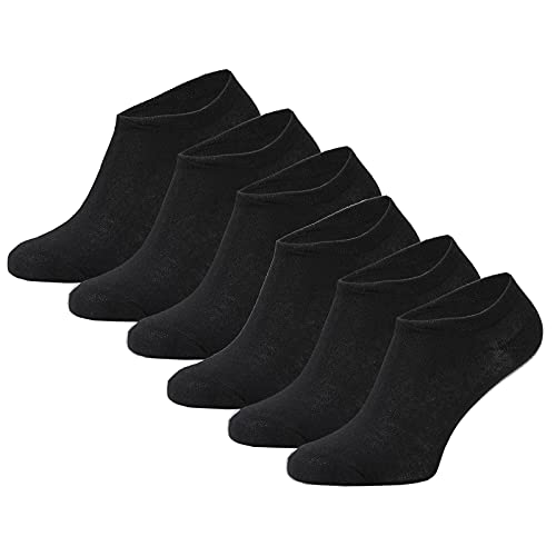 Viktor Unisex No Show Organic Cotton Socks (10-13, Black (6 Pairs))