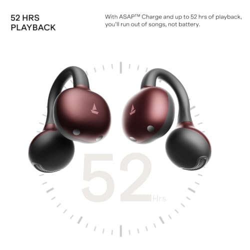 Image of boAt (2026 Launch Airdopes ProClip,Air Conduction Tech,Feather-Light Earbuds,Clip-On Design,All Day Wear Comfort,52H Battery,12mm Dynamic Drivers,App Support,BT v6.0,OWS Earbuds with mic(Velvet Wine)