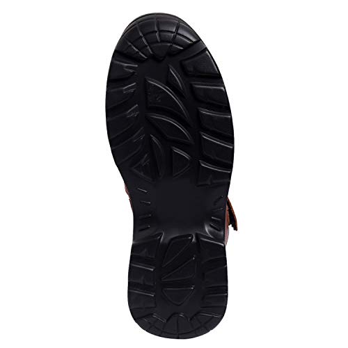 Image of Brown Leather Closed Toe Sandals with a Hidden Heel