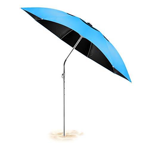 Ombrellone Parasole da Esterno da Giardino da Spiaggia blue Protezione Solare UV50+ Ombrellone da Spiaggia Grande
