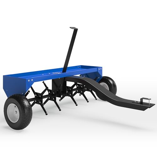 Amenitlif 40 Inch Tow Behind Lawn Plug Aerator,100LBS Capacity Yard Aerator with Universal Hitch &10' Tires, Heavy Duty Aerator Lawn Tool Tow Behind, Steel Core Aerator for Garden Farm Yard Lawn Care