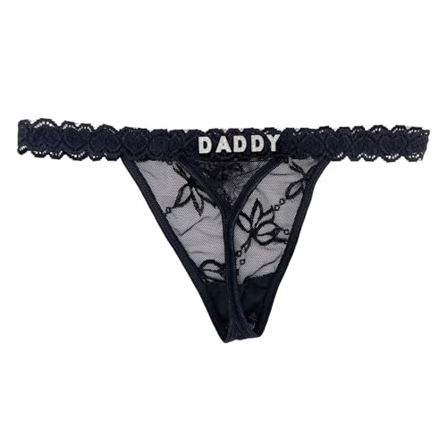 Image of UIASKOWP Personalized Thong With Special Word Funny Custom Underwear Thong Low Rise Sexy G-String for Women