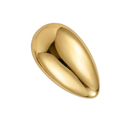 Image of Gold Brooch Chunky Teardrop Pin, Minimalist Polished Style, for Coats, Dresses and Scarves
