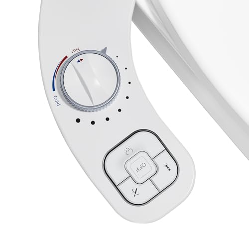 OLUFIA Hot and Cold Bidet Warm Water Bidet Attachment for Toliet Non-Electric Warm Bidet with Adjustable Water Pressure Dual nozzle Rear and Feminine Wash - Self cleaning (White)