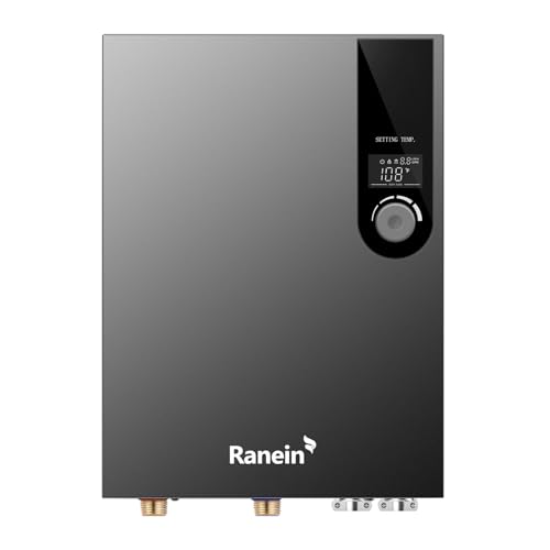 Ranein Electric Tankless Water Heater, 27kW 240V on Demand Instant Endless Water Heater with LED Temperature Display for Residential Whole House Shower, Space Saving