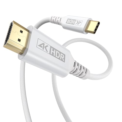 UVOOI USB C to HDMI Cable White [4K@60Hz, 6.6FT], USBC Type C to HDMI 2.0 Braided Cord HDR for TV...