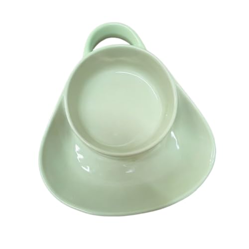 dip plates ceramic soup and sandwich plate combo Ceramic Divided Soup Bowl Retro Dual Compartment Breakfast Plate for Single Adults Daily Home Meals & Cafe Restaurant Use (green)