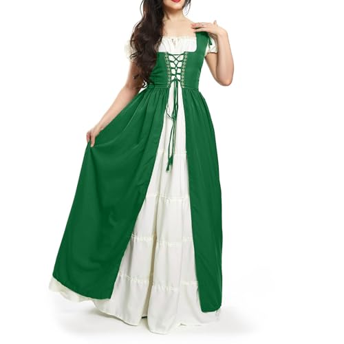 Robe Dirndl longue traditionnelle haut de gamme avec corset à double lacet