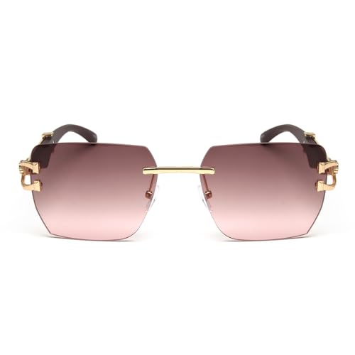 KENBO Rimless Rectangle Sunglasses for Men Women Shades Eyewear Frameless Y2K Glasses4