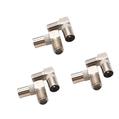 UNTERING Adaptador profesional de ángulo recto F hembra a macho, carcasa de aleación, construcción de metal para transmisión de señales, adaptador roscado