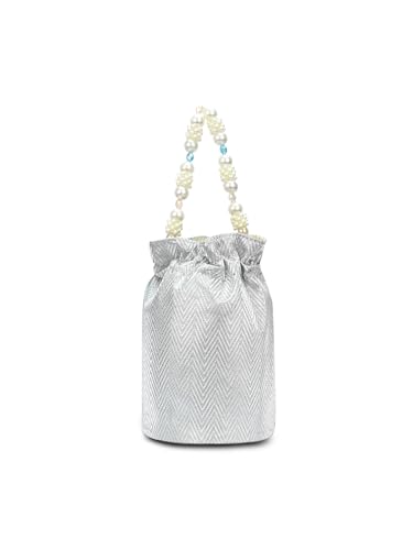 Image of Lavie Signature Women's Bisbee Pearl Handle Potli Bags | Pouches for Festive Party | Batwa Bag Bridal Purse | Gift For Women