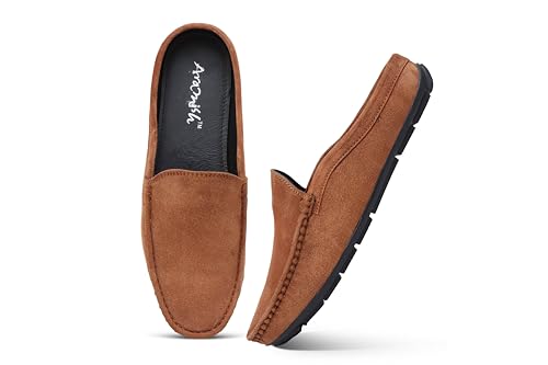 Image of ARAMISH Suede Half Loafers for Men | Men's Open Loafer Shoes