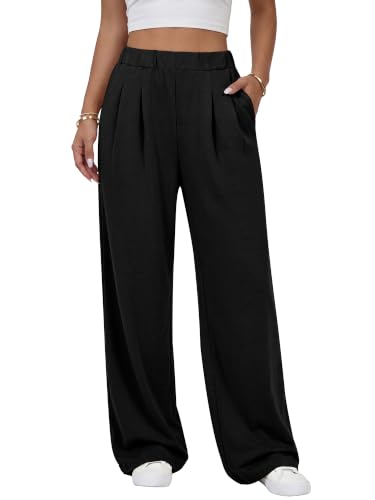 ANRABESS Womens Wide Leg Baggy Sweatpants Black X-Large