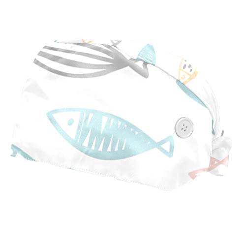 Couvre-chef unisexe casquette pour hommes femmes poisson mignon de travail 2pc
