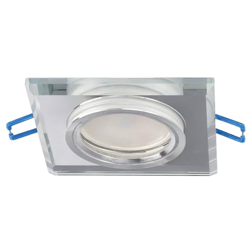 EDO, Lampara techo CRYSTAL Plateado lámparas para salón no ajustable, lampara de techo led, lampara de cocina techo, lampara led de techo, Luminaria de techo cuadrada, GU10, EDO777130