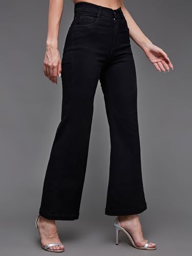 Image of Miss Chase Women's Wide-Leg High-Rise Regular-Length Stretchable Shaping Denim Jeans