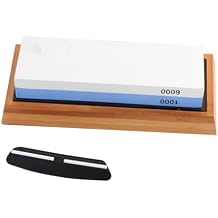 Beavorty Double-sided Kitchen Sharpening Stone Whetstone 1000/6000 Grit Home Grinding Sharpener Set with Silicone Pad Base and Angle Guide 5pcs Household Sharpening Tool