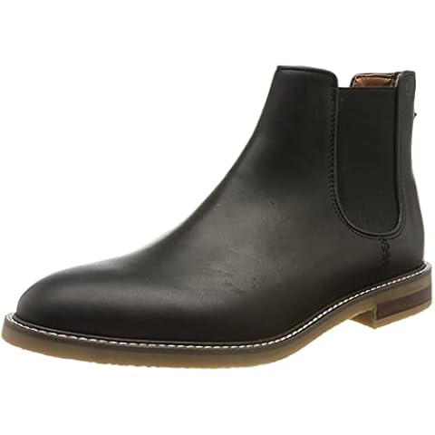 Clarks Herren Jaxen Chelsea-Stiefel, Schwarzes Leder Cover