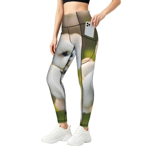Pantalon de yoga femme vêtement de gym et course imprimé bichon frisé