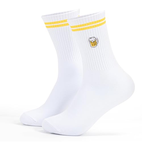 Bafiwu Bier Socken Herren 43-46 Lustige Socken Bier Kostüm Biergeschenke für Männer Tennissocken mit Motiv Männergeschenke Lustig Biergeschenk Lustiges Geschenk für Männer Bierliebhaber Oktoberfest