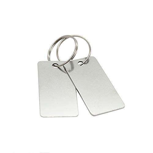 Lot de 25 plaques vierges rectangulaires en acier inoxydable avec un trou