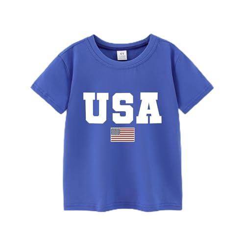 Image of Toddler Girls 4th of July T-Shirt American Flag Popsicle Print Cotton Kids Boys Independence Day Tees