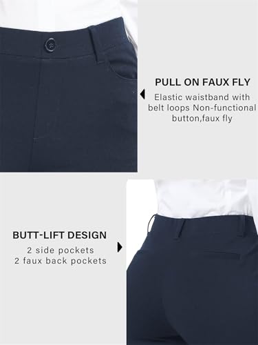 Pantalones De Vestir para Mujer, Dress Pants Business Casual Work Pants with Pockets Pull on Regular Slacks for Office4