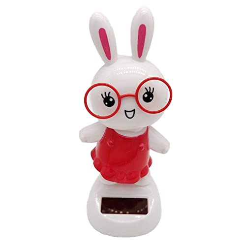 Luxylei Balançoire Solaire père noël Mignon Dessin animé Lunettes Lapin Voiture Ornements Cadeaux noël Jouets Voiture Accessoires