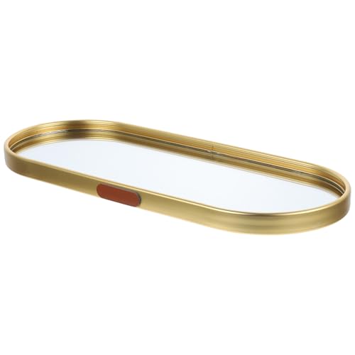 LALADEFIEE Bandeja para Joyas y Cosméticos Espejo Decorativo Tamaño 30X12 CM Color Dorado Organizador para Tocador y Almacenamiento de Perfumes Adecuado para Mesa y Baño