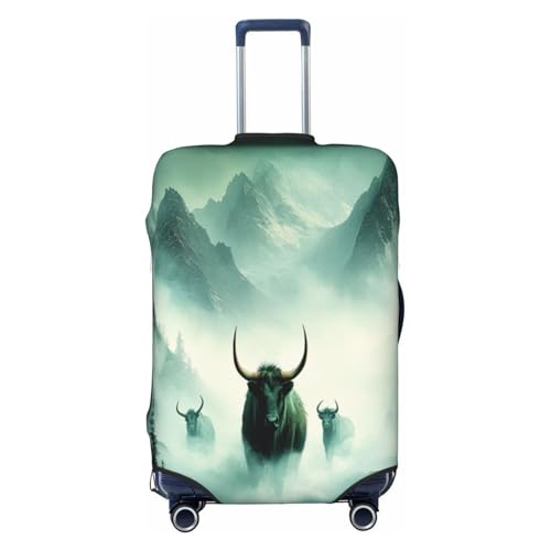 Cattle Herds in The Mountains Durable Luggage Cover Suitcase Protector Anti-Scratch Luggage Cover Fits 18-32inch Luggage, Black, Small