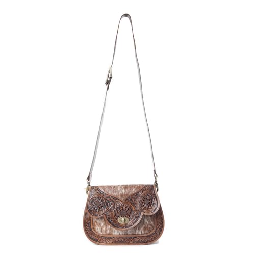 Sac à main en cuir Myra Bag avec détails capillaires et bandoulière style vintage