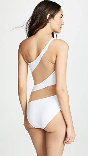 Norma Kamali Womens Snake Mesh Mio One Piece Swimsuit, White With Nude Mesh, Medium Us #TOP2