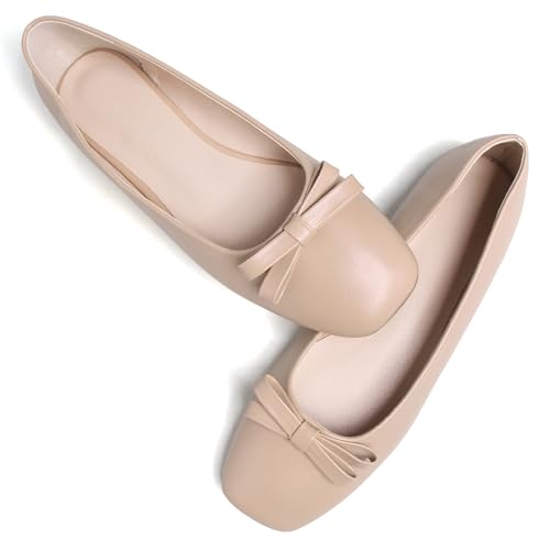 Image of Dear Time Women's Casual Foldable Ballet Flats Square Toe Ballerina Flats Shoes Comfortable