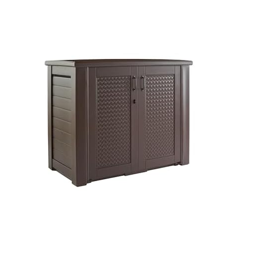 Rubbermaid Extra Large Decorative Patio Storage, Weather Resistant Outdoor Storage Cabinet, Dark Teak