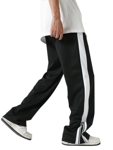 Image of Men's Track Pants with Side Zip Pockets - Regular Fit Sports Joggers for Gym, Running & Casual Wear - Mens Lower