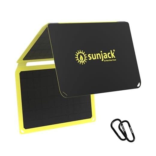 SunJack 25 Watt Foldable IP67 Waterproof ETFE Monocrystalline Solar Panel Charger with USB-C and USB-A for Cell Phones, Tablets and Portable for Backpacking, Camping, Hiking and More