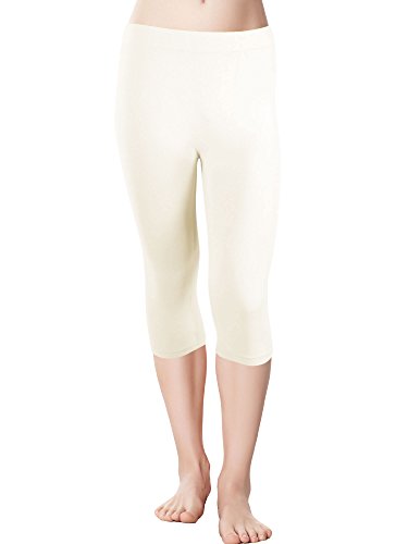 Red Bene Women's Microfiber Seamless Capri Leggings, Plus-Size Ivory