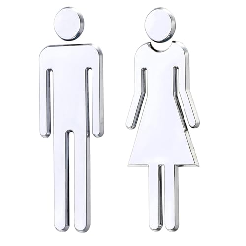 Signe Toilette pour Porte,2Pcs Plaques de Porte WC Toilettes pour Hommes et Femmes Signe de Porte en Plastique ABS Panneaux de Toilettes Autocollants pour Hôtel Magasin Parking Centre Restaurant