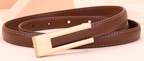 Women's Skinny Genuine Leather Belt Simple Thin Waist Belt with Gold Buckle3
