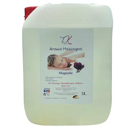 Aceite de masaje aromático de 5 litros – Magnolia para masajes, fisioterapia, bienestar, deportes, etc., calidad farmacéutica