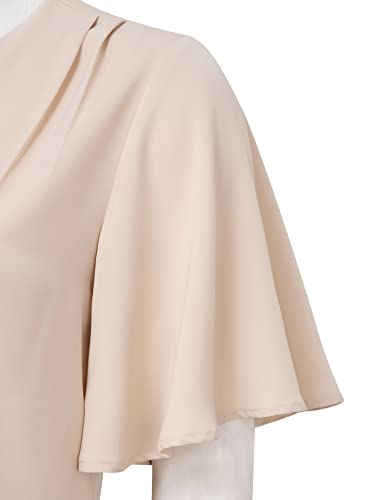 Timeson Women Formal Blouses,Office Blouses For Women For Work Summer Ladies Dressy Shirts Summer Chiffon Tunic Tops For Women Professional Interview Tops Fitted High Low V Neck Tops Beige Medium #TOP4