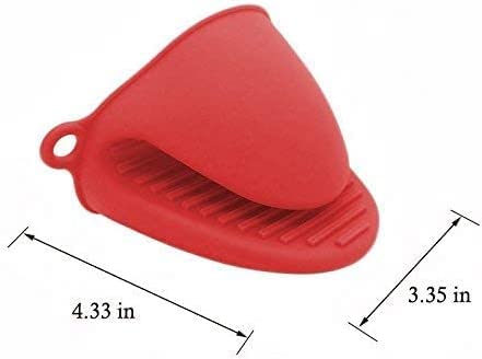 2 Pairs (4pcs) ALAZCO Red Mini Oven Mitts Pinch Mitt Gloves Potholder for Kitchen Cooking & Baking - Food-Grade Silicone
