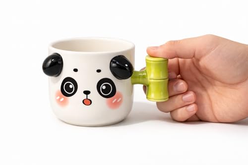 Image of Vasukie Bamboo Panda Coffee Mug with Lid, Mugs for Coffee, Rakhi for Brother, Birthday Gift, Ceramic Mug, 3D Coffee Mug (Bamboo Panda)