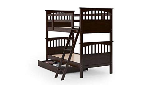 Image of Sheesham Solid Wood Bunk Bed for Bedroom | Walnut Finish (Brown)
